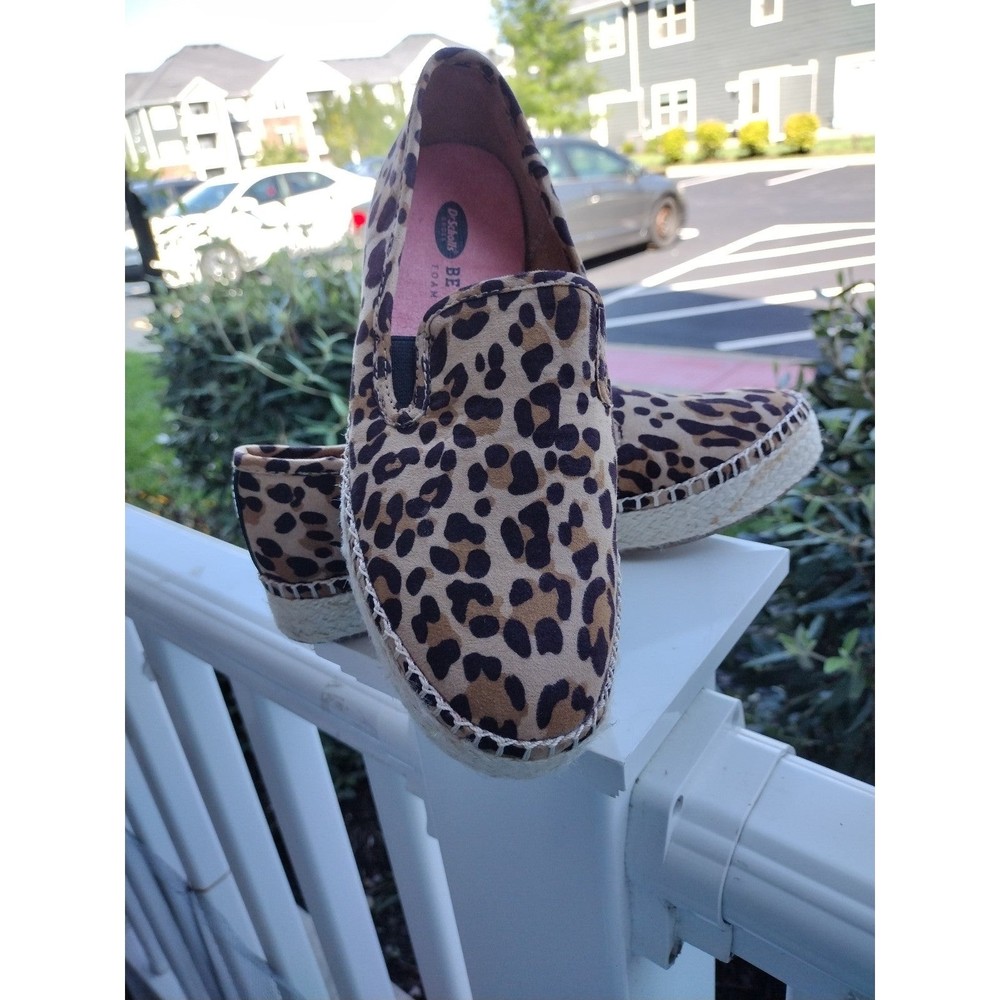 DR SCHOLL'S WOMEN'S FESTIVAL SLIP ON SHOES JUTE WRAP sz 6 TAN BLACK LEOPARD
